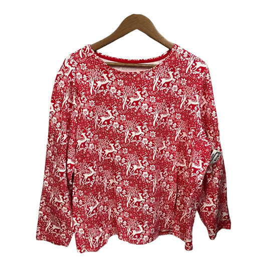 Top 3/4 Sleeve By Talbots In Red & White, Size: 3x