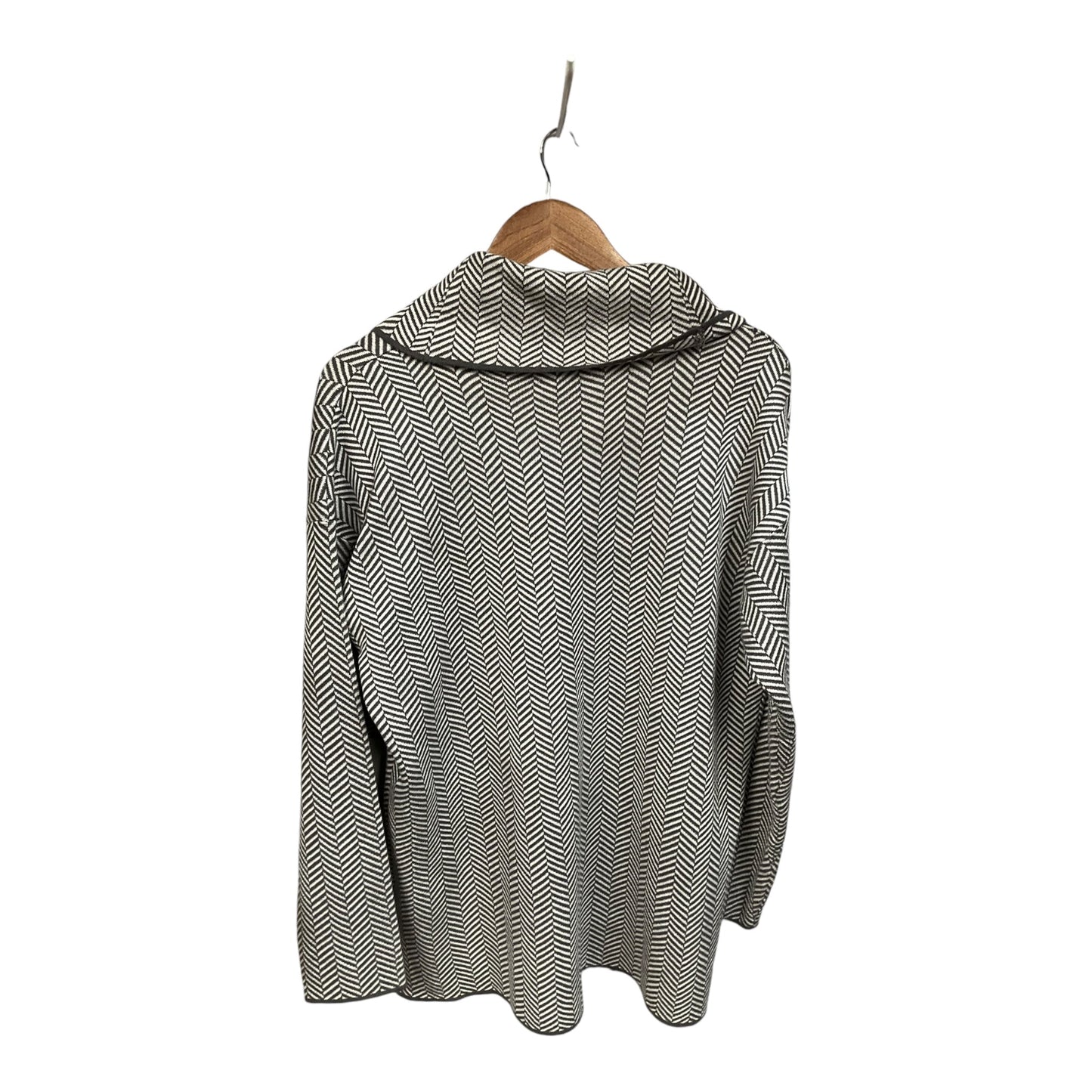 Top Long Sleeve By Calvin Klein In Grey & White, Size: L