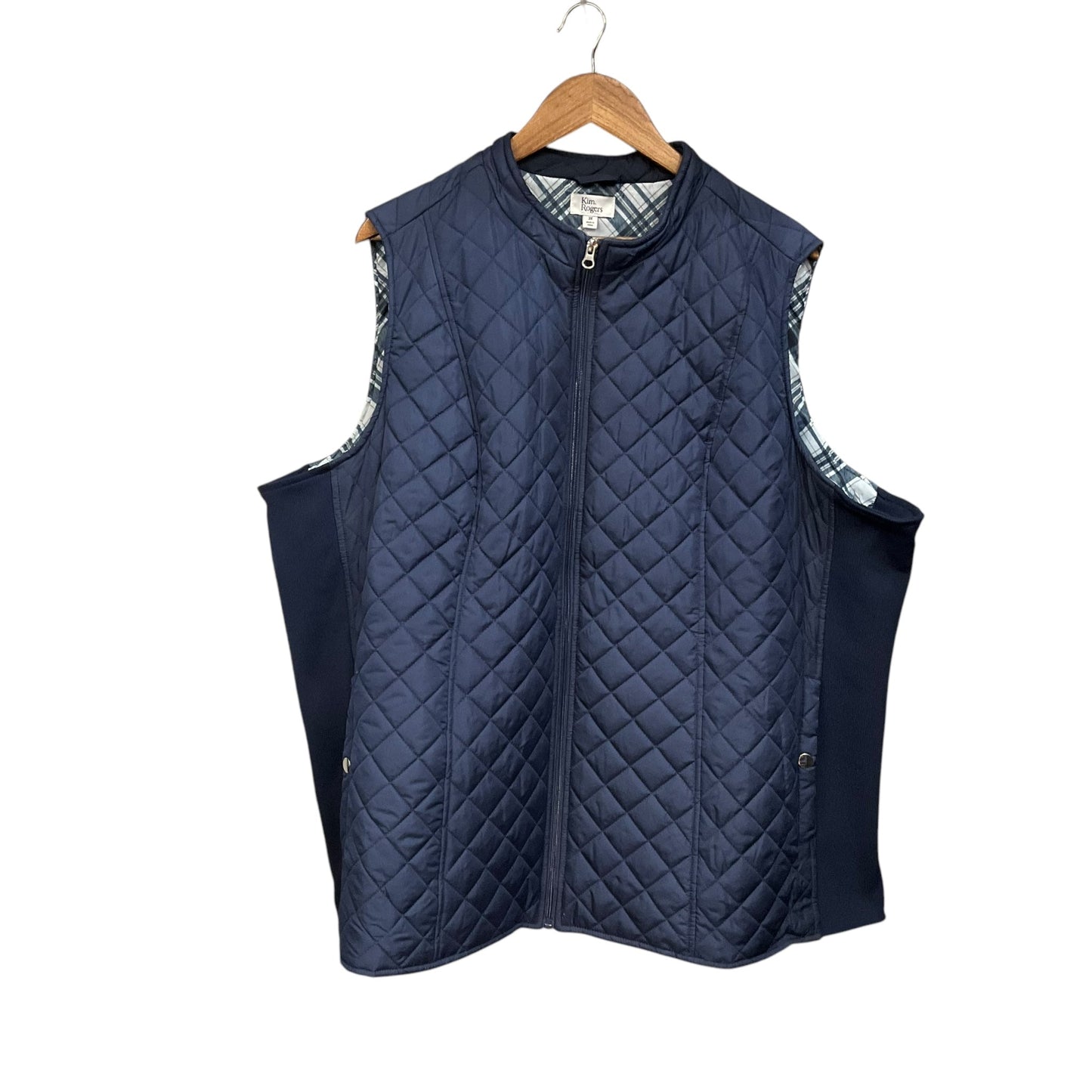 Vest Puffer & Quilted By Kim Rogers In Navy, Size: 3x