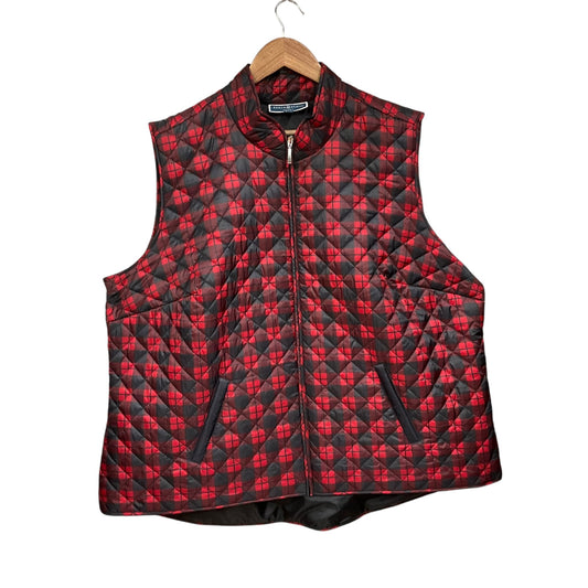 Vest Puffer & Quilted By Karen Scott In Black & Red, Size: 3x