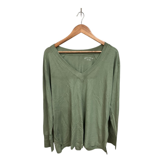 Top Long Sleeve Basic By Ava & Viv In Green, Size: 1x