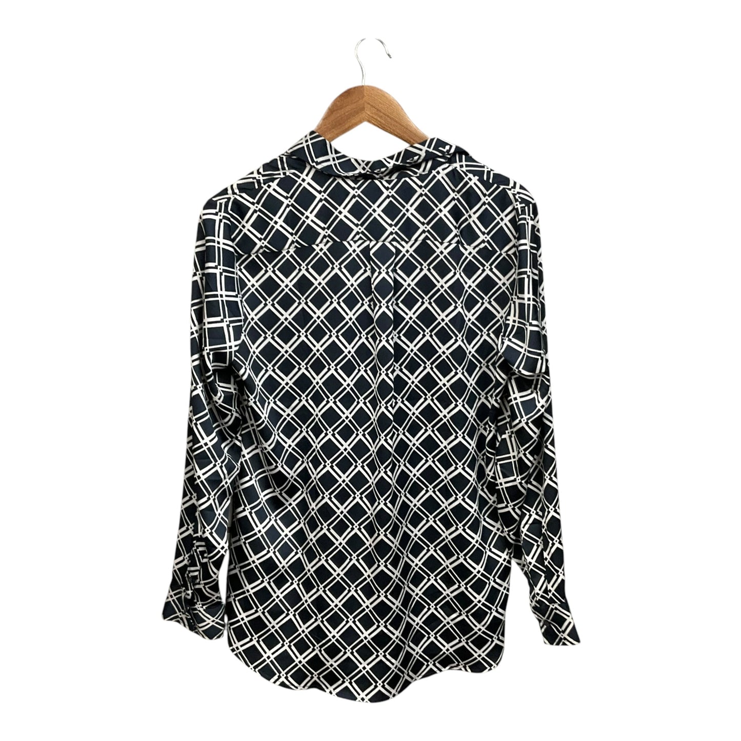 Blouse Long Sleeve By Banana Republic In Blue & White, Size: M