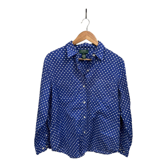 Blouse Long Sleeve By Lauren By Ralph Lauren In Polkadot Pattern, Size: L