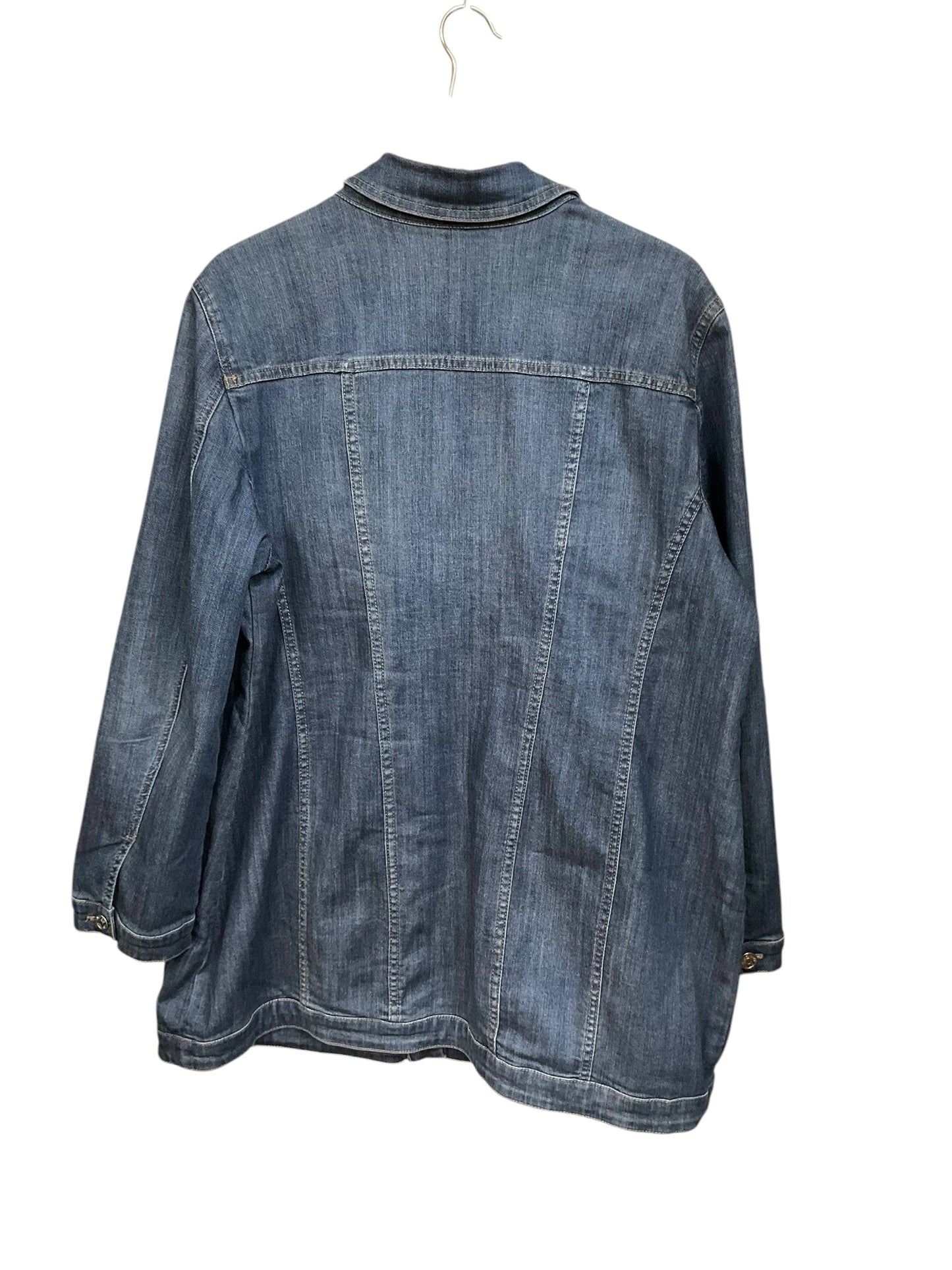 Jacket Denim By Chicos In Blue Denim, Size: Xl