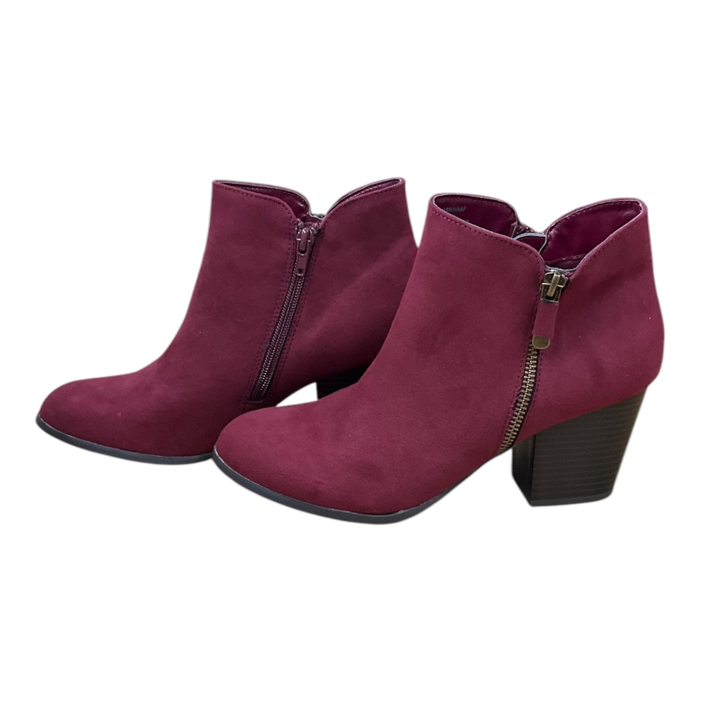 Boots Ankle Heels By Style And Company In Maroon, Size: 9