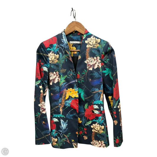 Blazer Designer By Alice + Olivia In Floral Print, Size: Xs