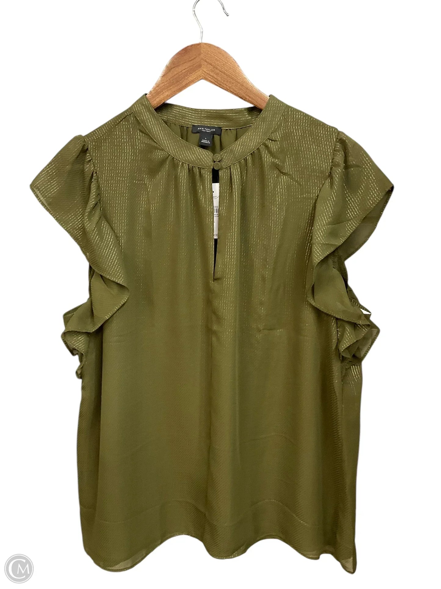 Top Sleeveless By Ann Taylor In Green, Size: L