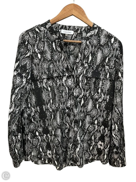 Blouse Long Sleeve By Calvin Klein In Snakeskin Print, Size: M