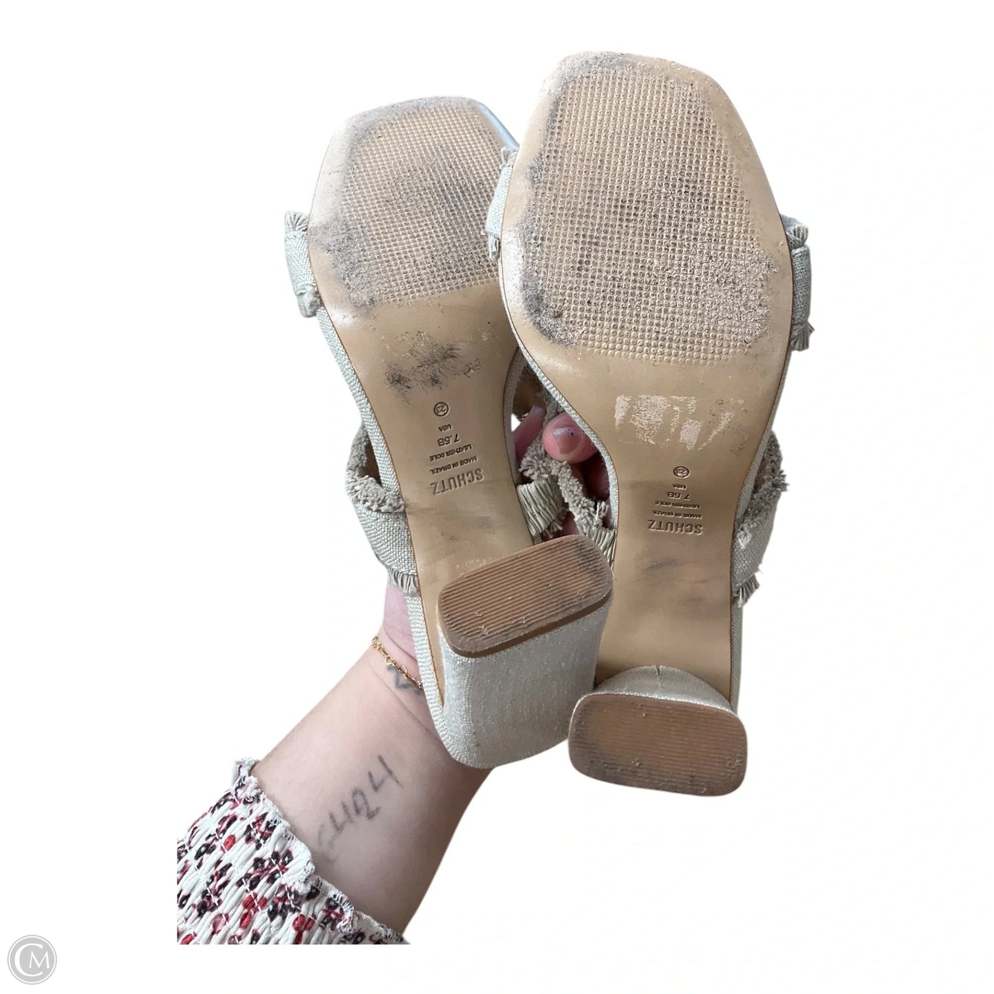 Sandals Heels Block By Cmb In Tan, Size: 7.5