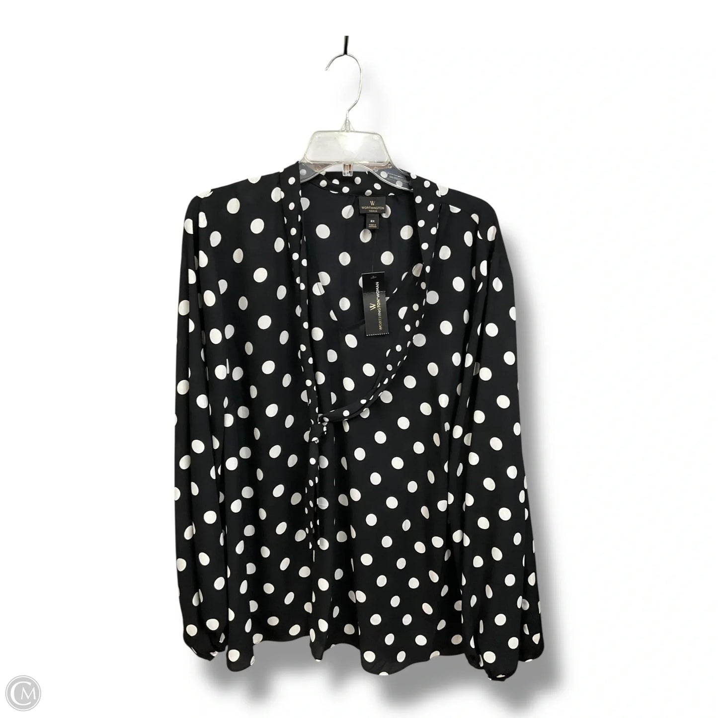 Blouse Long Sleeve By Worthington In Polkadot Pattern, Size: 2x