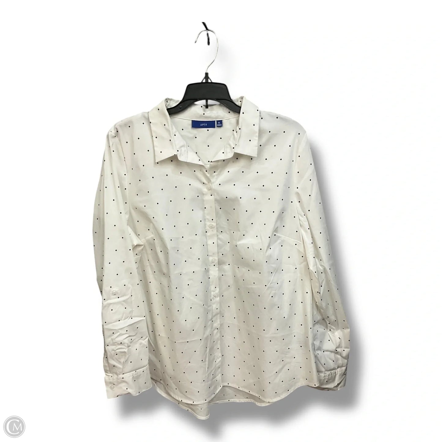 Blouse Long Sleeve By Apt 9 In Polkadot Pattern, Size: Xl