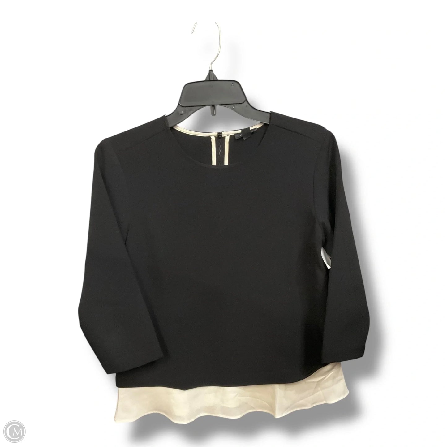 Top Long Sleeve By Ann Taylor In Black & Cream, Size: Xs