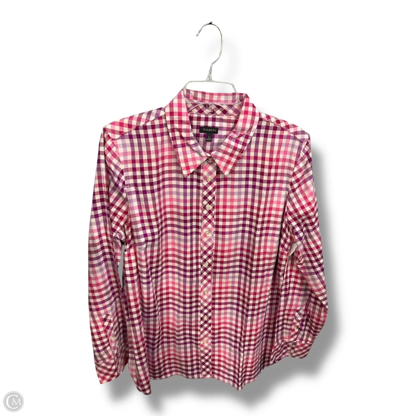 Blouse Long Sleeve By Talbots In Checkered Pattern, Size: L