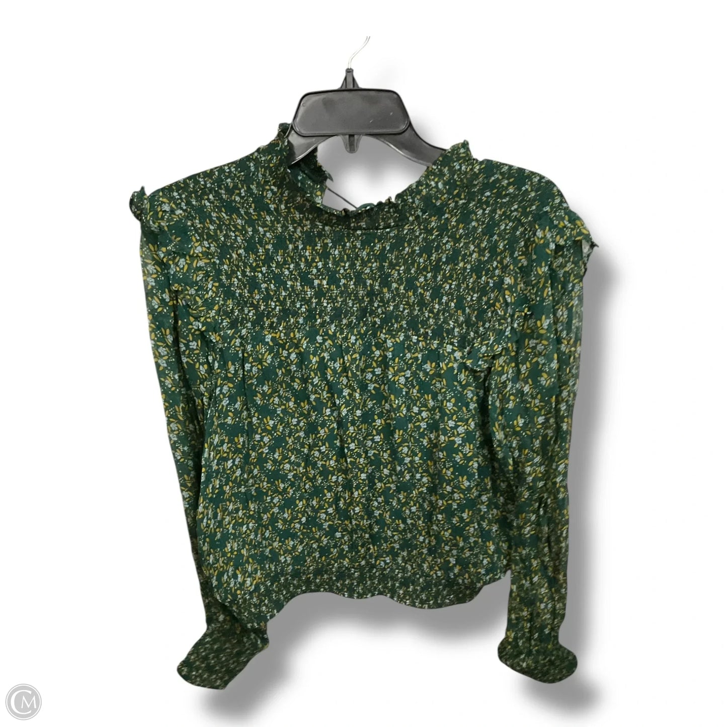 Blouse Long Sleeve By Free People In Green & Yellow, Size: M