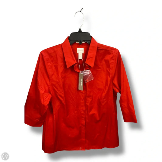 Blouse 3/4 Sleeve By Chicos In Orange, Size: Lp