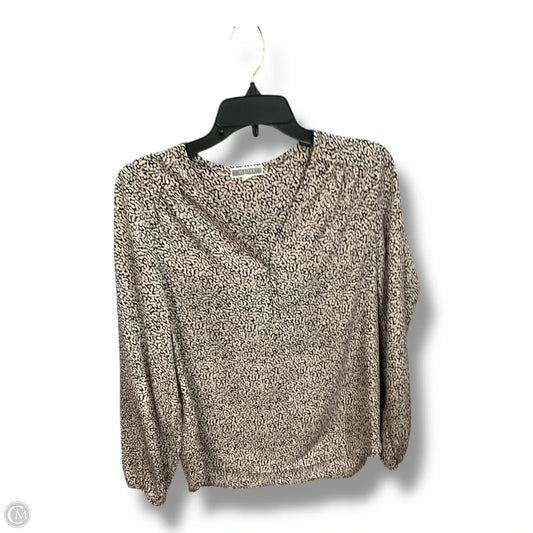 Blouse Long Sleeve By Pleione In Black & Tan, Size: S