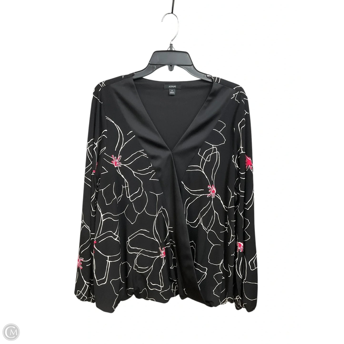 Blouse Long Sleeve By Alfani In Black & Pink, Size: 1x
