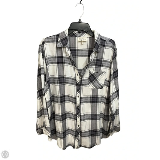 Top Long Sleeve By Cme In Plaid Pattern, Size: L