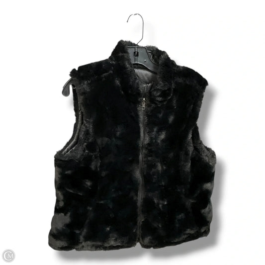 Vest Faux Fur & Sherpa By Clothes Mentor In Black, Size: L