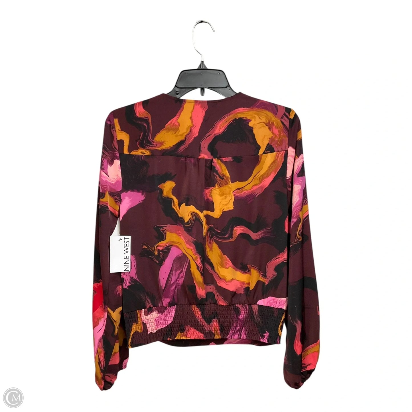 Blouse Long Sleeve By Nine West Apparel In Multi-colored, Size: S