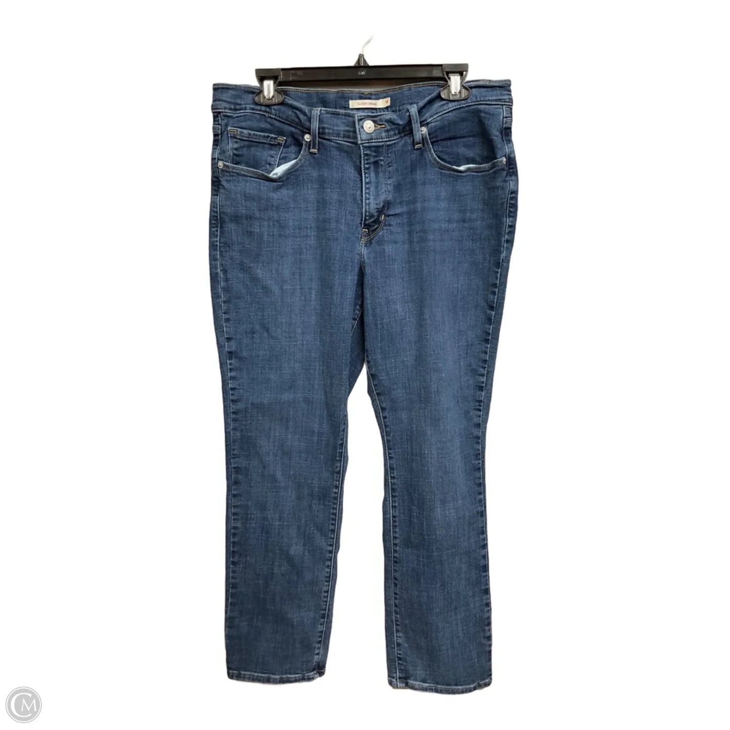 Jeans Straight By Levis In Blue Denim, Size: 14