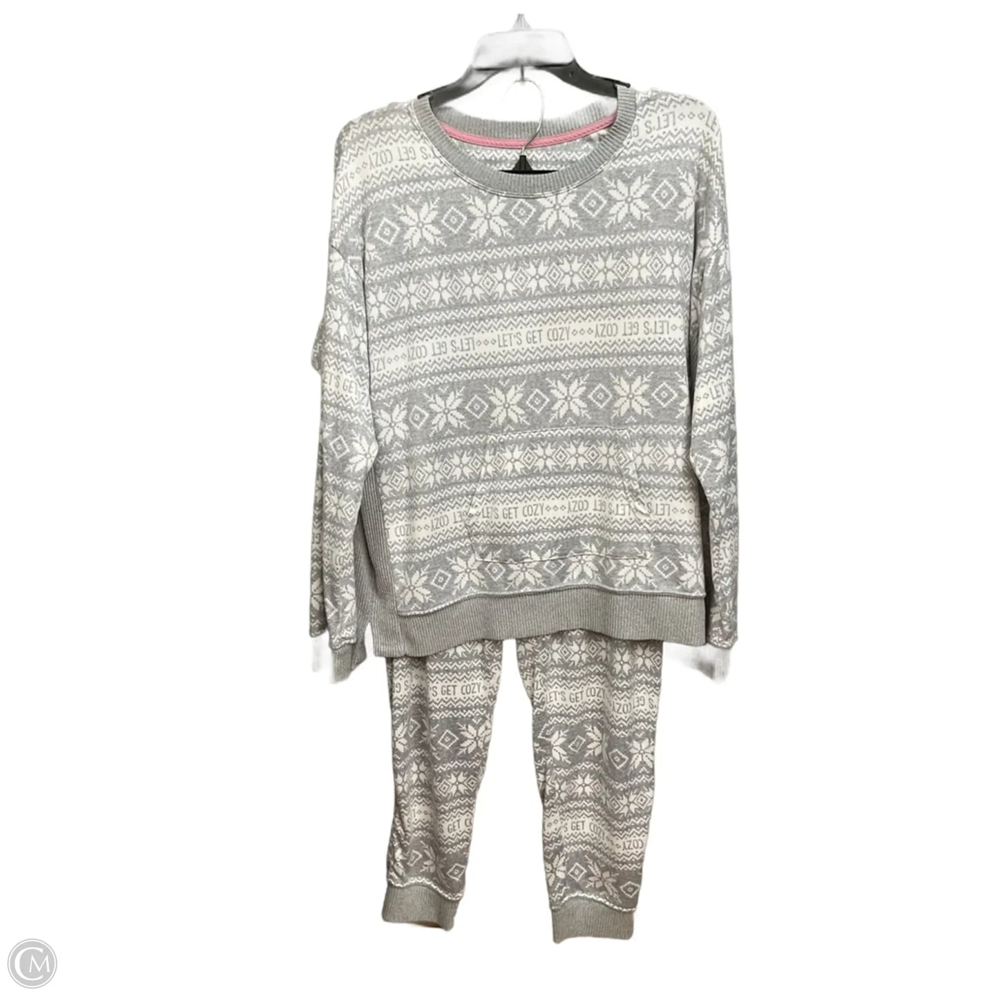 Lounge Set Pants By Cuddl Duds In Grey & White, Size: L