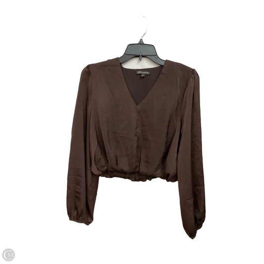 Blouse Long Sleeve By Shinestar In Brown, Size: S