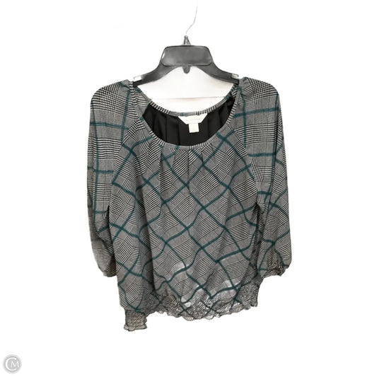 Blouse 3/4 Sleeve By Christopher And Banks In Plaid Pattern, Size: L