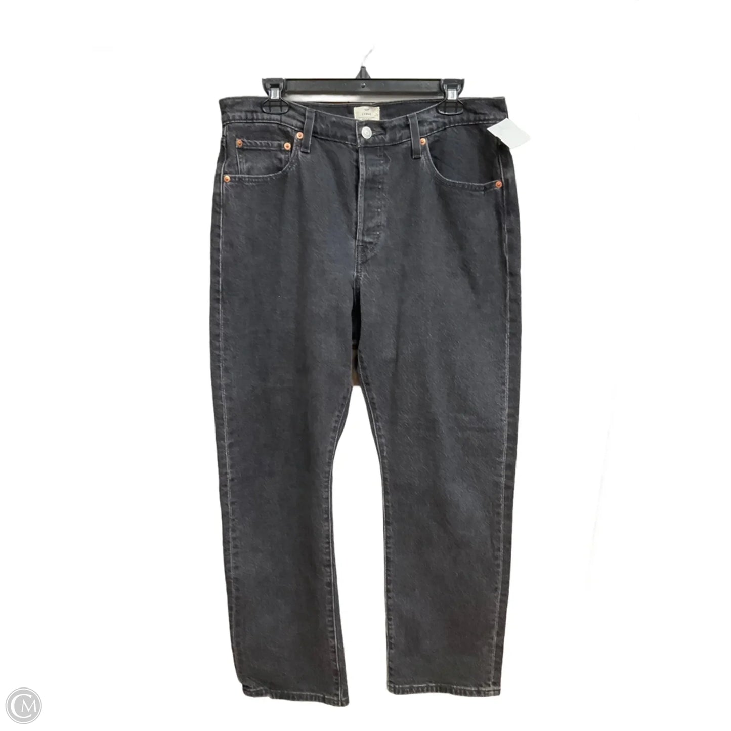 Jeans Straight By Levis In Black Denim, Size: 10