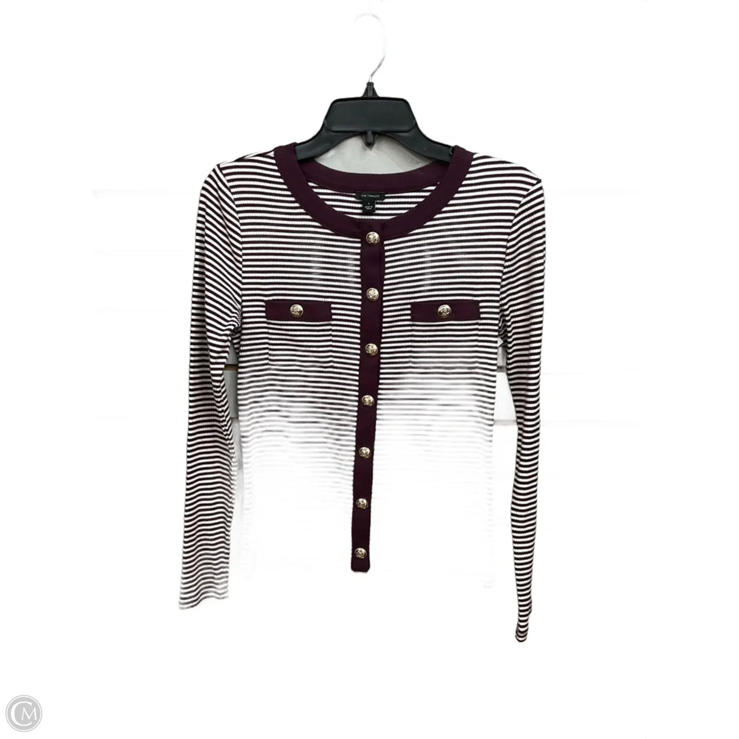 Top Long Sleeve By Ann Taylor In Striped Pattern, Size: S