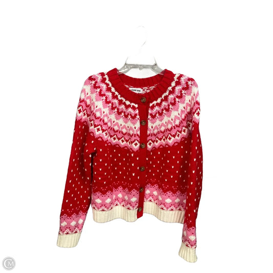 Cardigan By Lands End In Red & White, Size: L