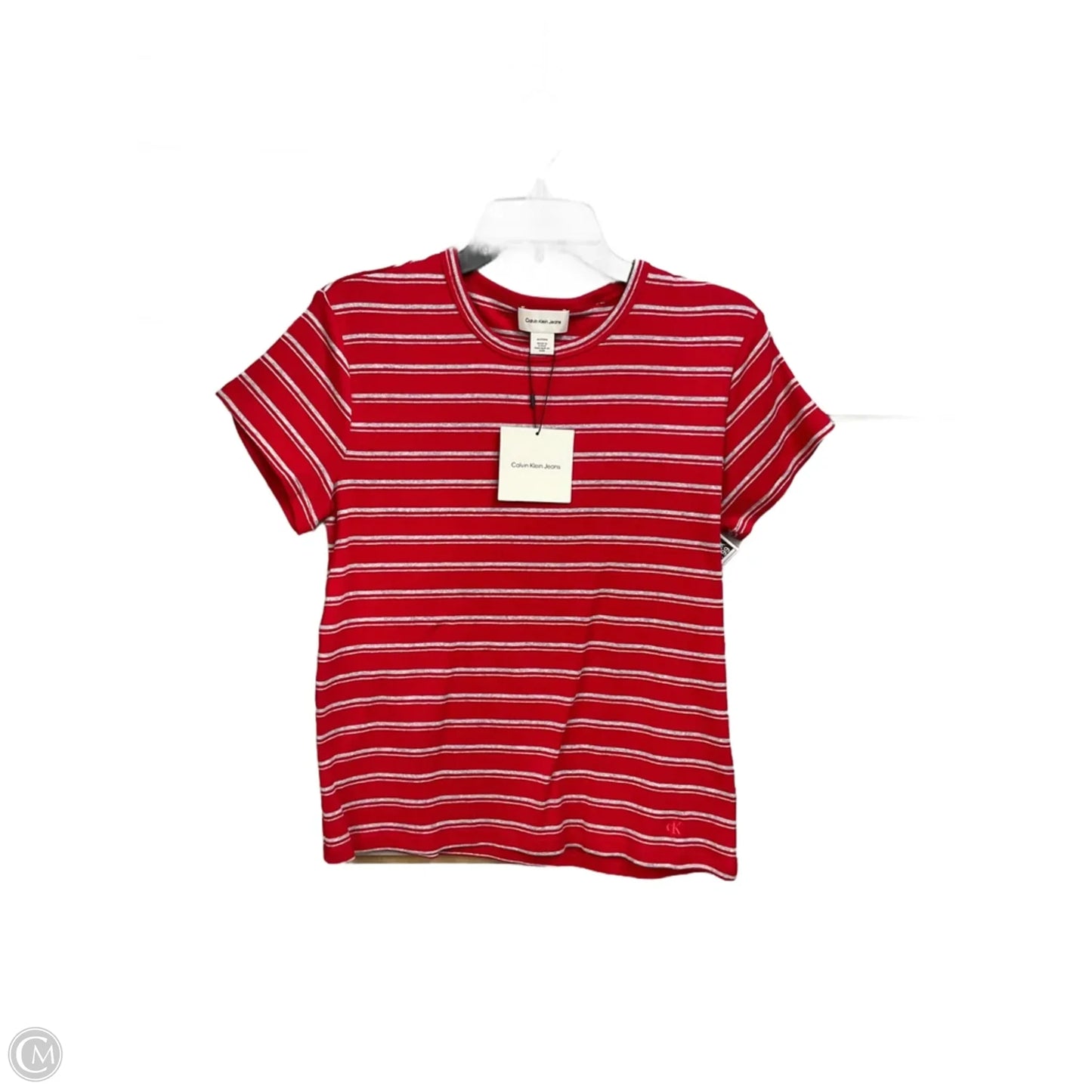 Top Short Sleeve By Calvin Klein In Grey & Red, Size: Xl