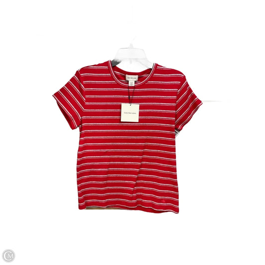 Top Short Sleeve By Calvin Klein In Grey & Red, Size: Xl