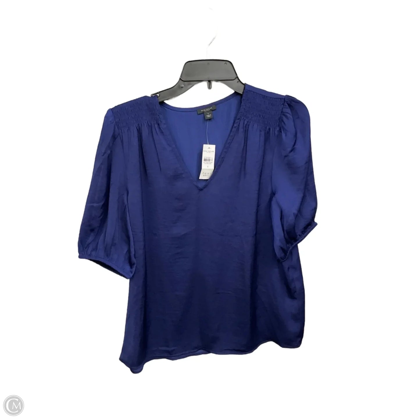 Top Short Sleeve By Ann Taylor In Navy, Size: S