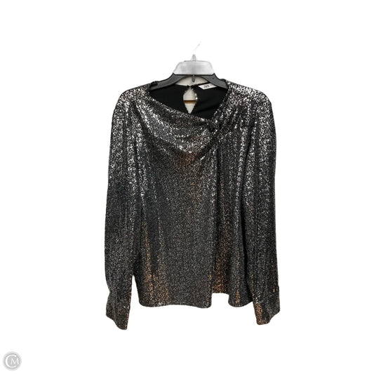 Top Long Sleeve By Zara In Black & Silver, Size: Xl