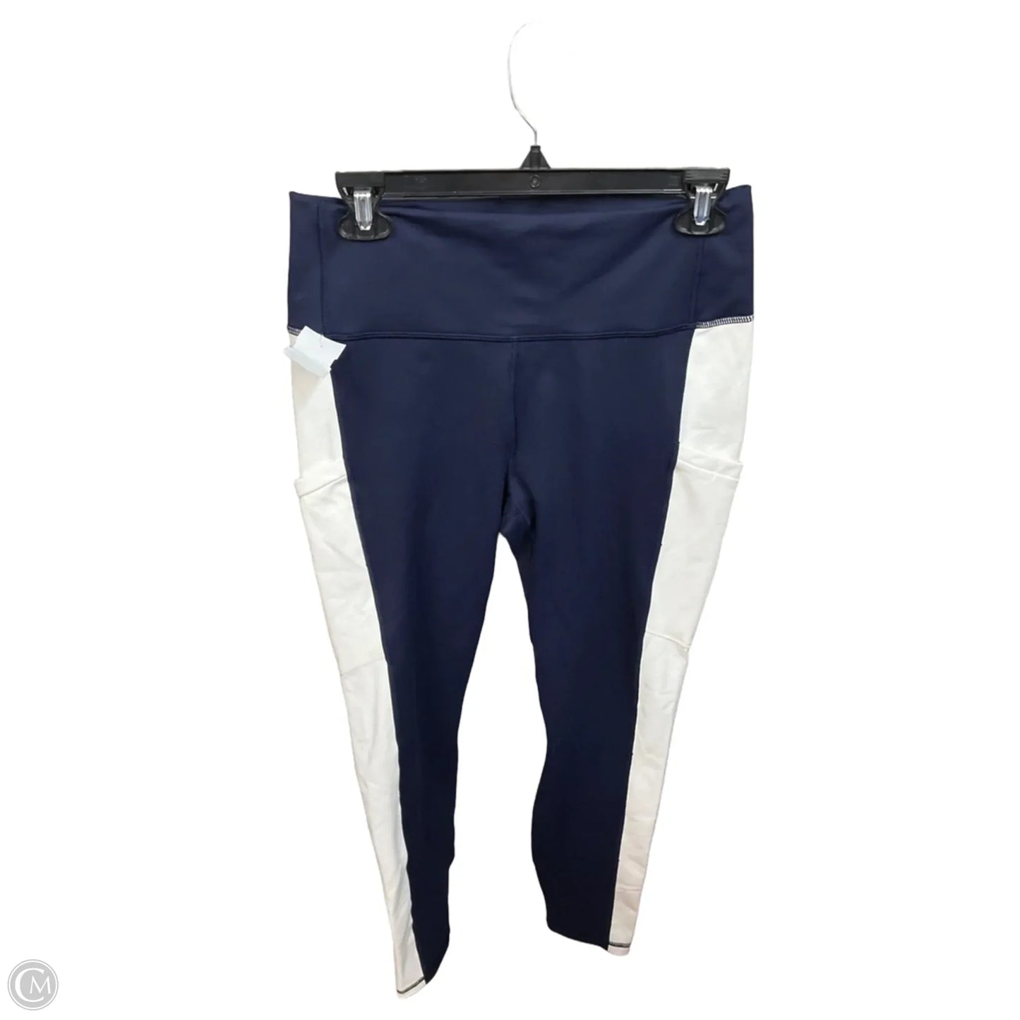 Athletic Leggings By Fabletics In Blue & White, Size: L