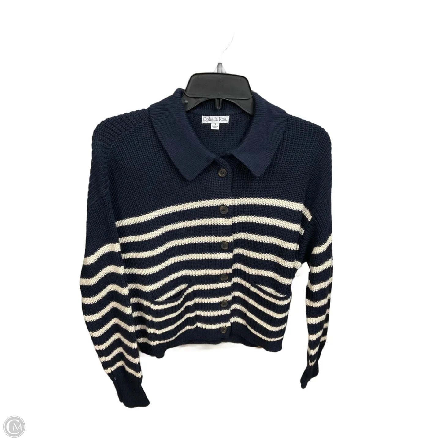 Cardigan By Ophelia Roe In Blue & White, Size: S