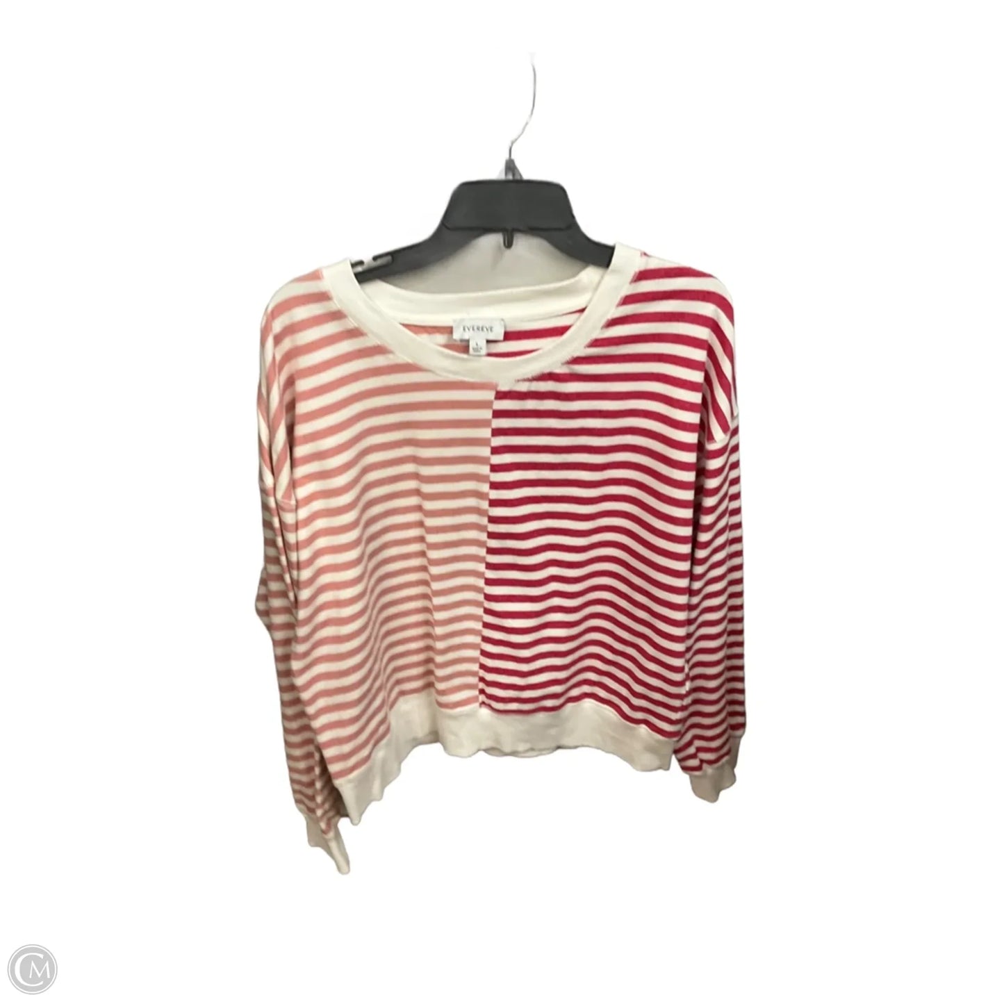 Top Long Sleeve By Evereve In Striped Pattern, Size: L