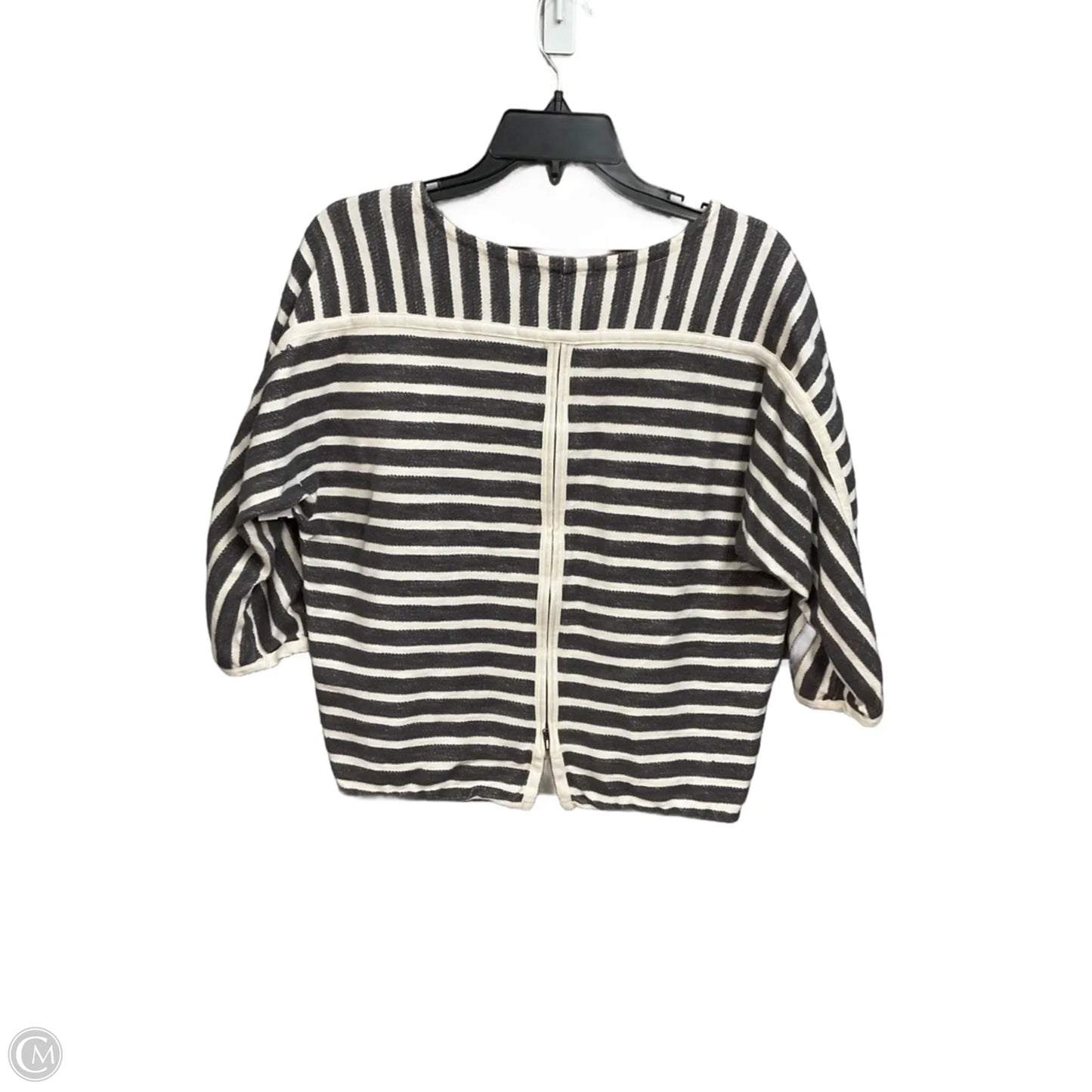 Top 3/4 Sleeve By Madewell In Grey & White, Size: M