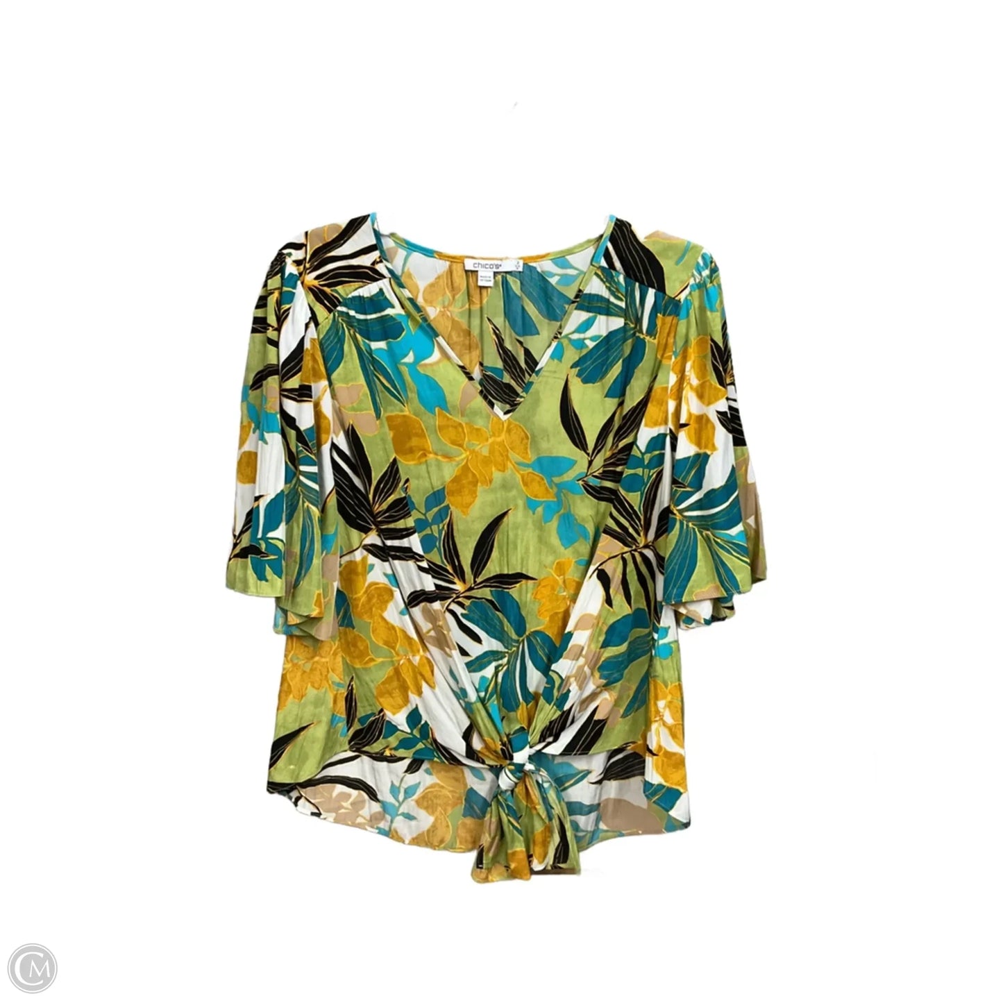 Top Short Sleeve By Chicos In Floral Print, Size: L