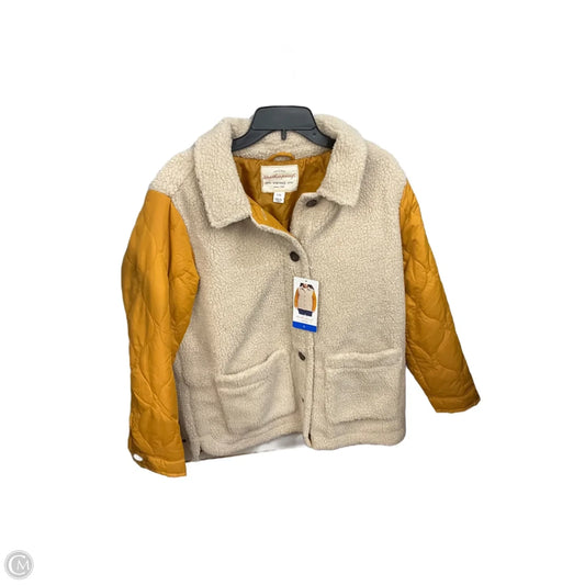 Jacket Faux Fur & Sherpa By Weatherproof In Orange & Tan, Size: L