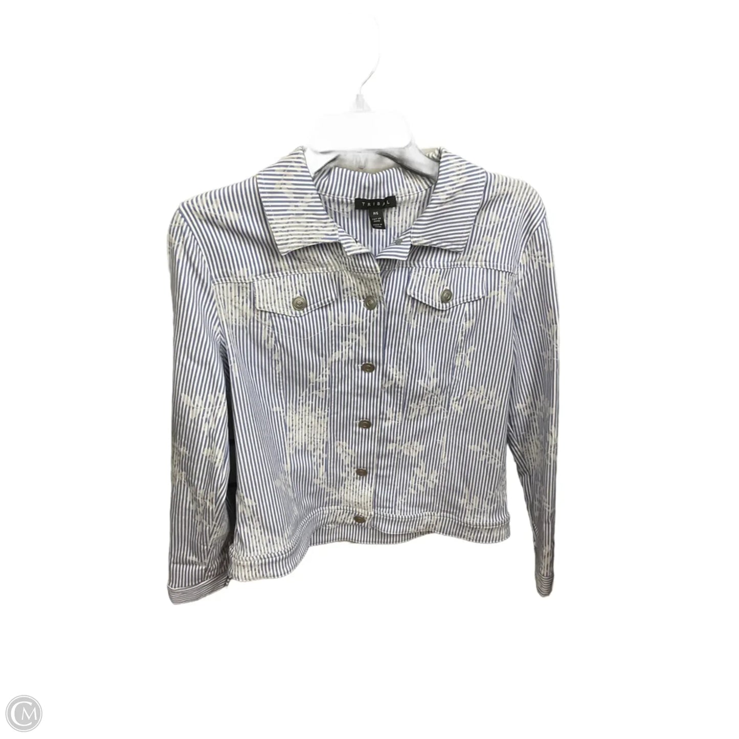 Jacket Denim By Tribal In Blue & White, Size: Sp