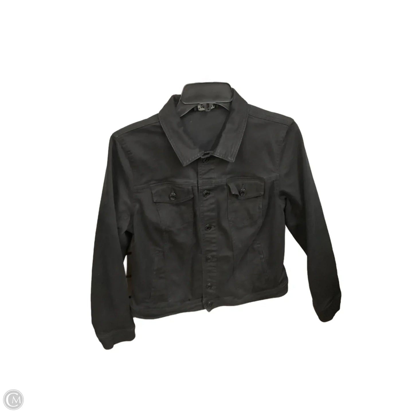 Jacket Denim By Talbots In Black Denim, Size: Lp