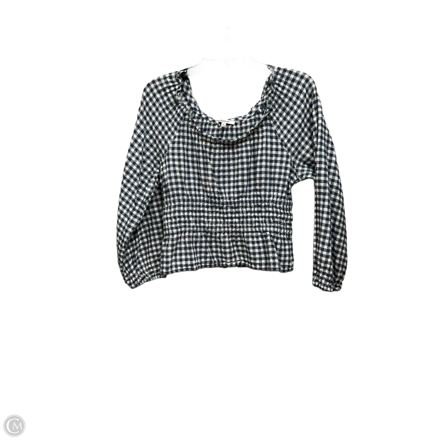 Top Long Sleeve By Madewell In Checkered Pattern, Size: M