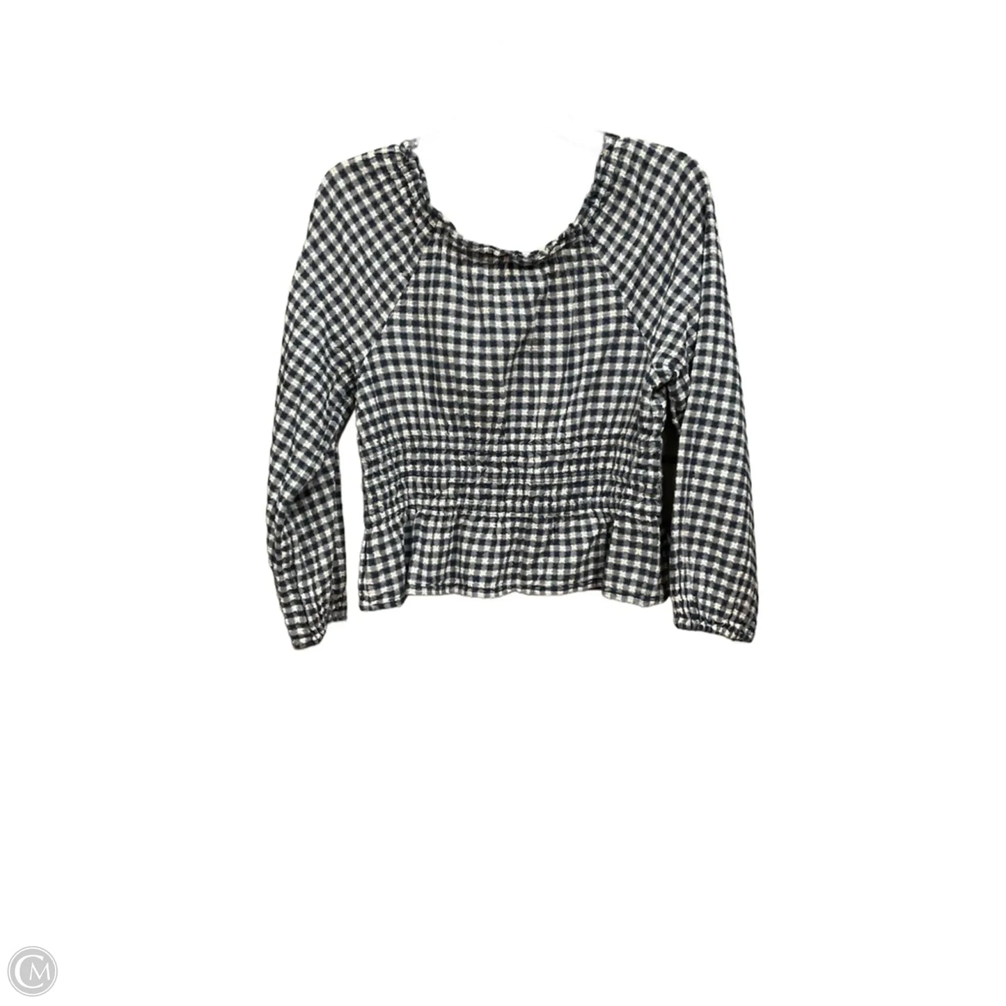 Top Long Sleeve By Madewell In Checkered Pattern, Size: M