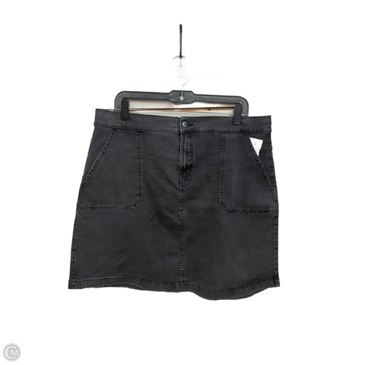 Skirt Midi By Dip In Black Denim, Size: Xl