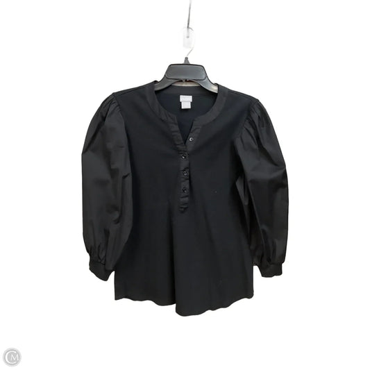 Top 3/4 Sleeve By Chicos In Black, Size: L