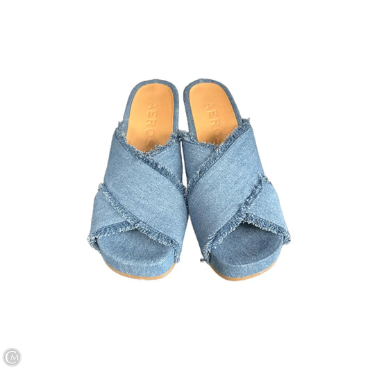Sandals Heels Block By Aerosoles In Blue Denim, Size: 5.5