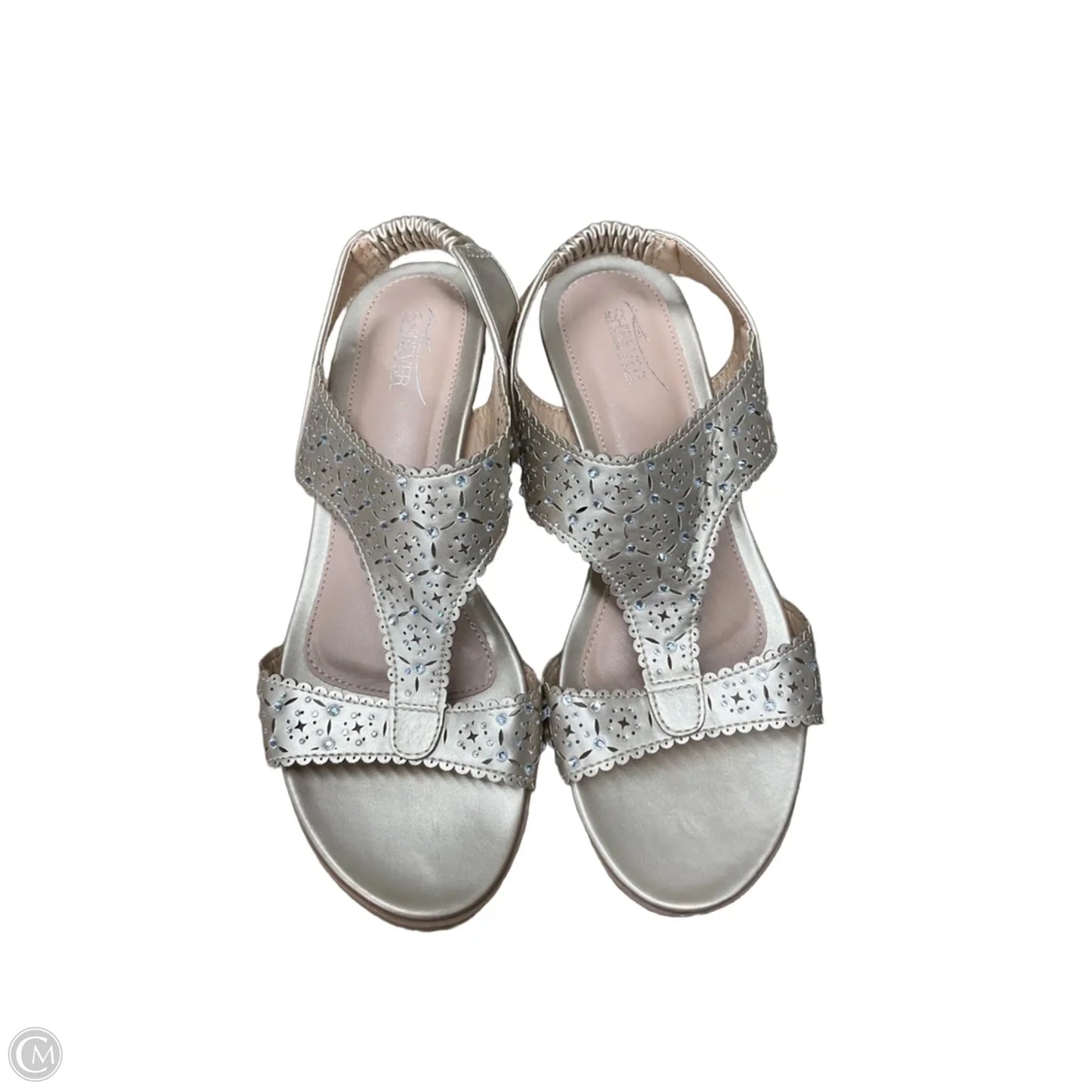 Sandals Heels Wedge By Clothes Mentor In Gold, Size: 9