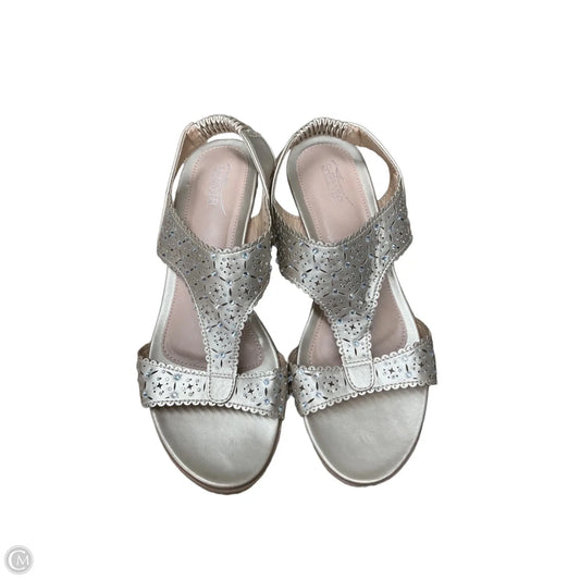 Sandals Heels Wedge By Clothes Mentor In Gold, Size: 9